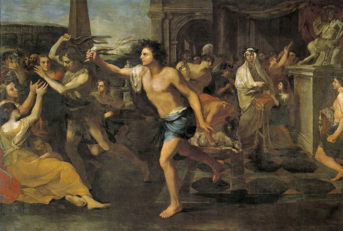 In the guise of Rome's earliest shepherds the noble youths of the city are running wildly around the Palatine's sacred boundaries. It's certainly more of a fun-run than a race but 40 year-old Mark Antony is taking it very seriously, maintaining a good lead!... #LiveIdes