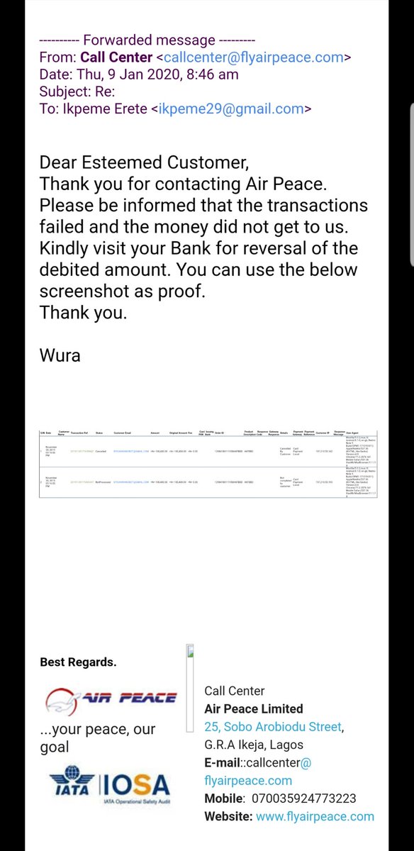 erebie's tweet image. @gtbank_help @flyairpeace @cenbank @cpdncaa Gtbank has refused to revert my funds of 101,928.93 after a failed booking reservation with airpeace airline since on 30/11/2019. Between gtb and airpeace, none is accepting responsibility meanwhile my money was debited.