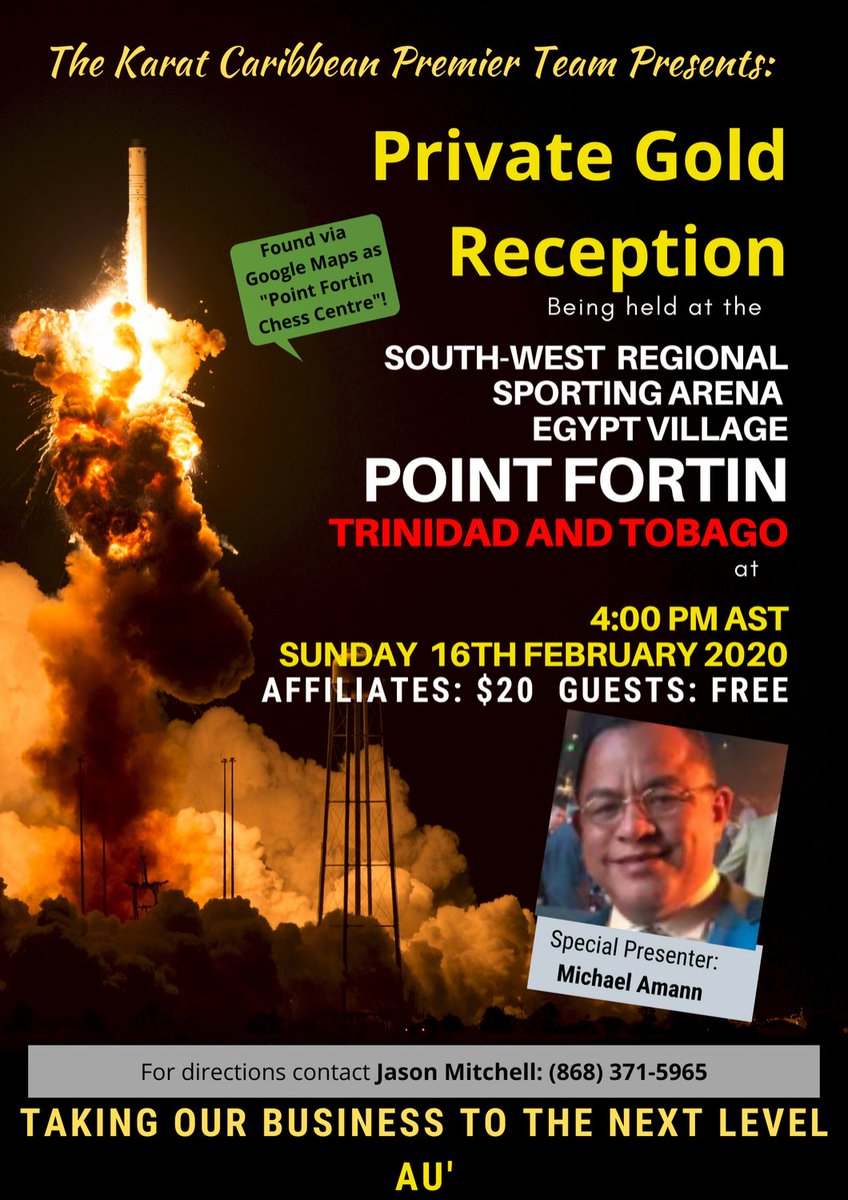 computerguytt's tweet photo. First Ever Private Gold Reception (PGR) in POINT FORTIN, Trinidad and Tobago.
Invite all your contacts in the area :-) https://t.co/ytTB1ZoOzu