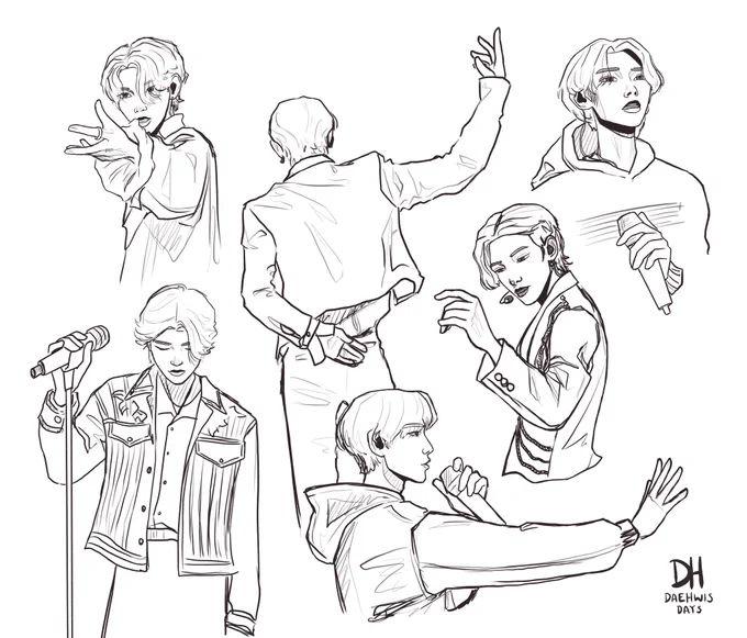 some yeosang drawings from the concert last week #ATEEZfanart 

references from @only_your_list_ 