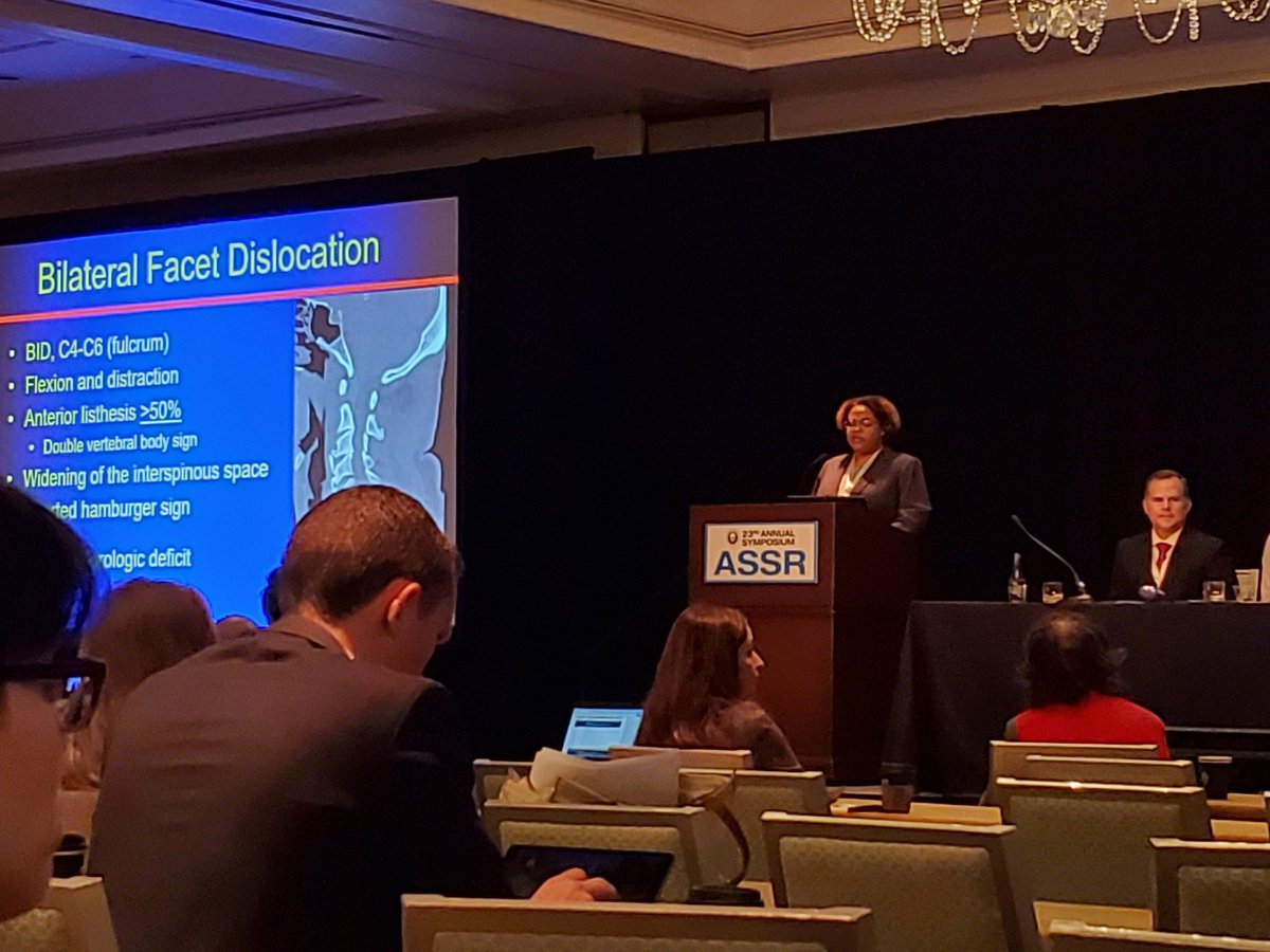 SPECTACULAR review of subaxial cervical spine trauma from radiographs, to CT to MRI to BCVI ... in 15 minutes! I don't know about the rest of you, but I can't ever get enough trauma spine review and this was clutch! #ASSR20 @krystal_archer @The_ASSR