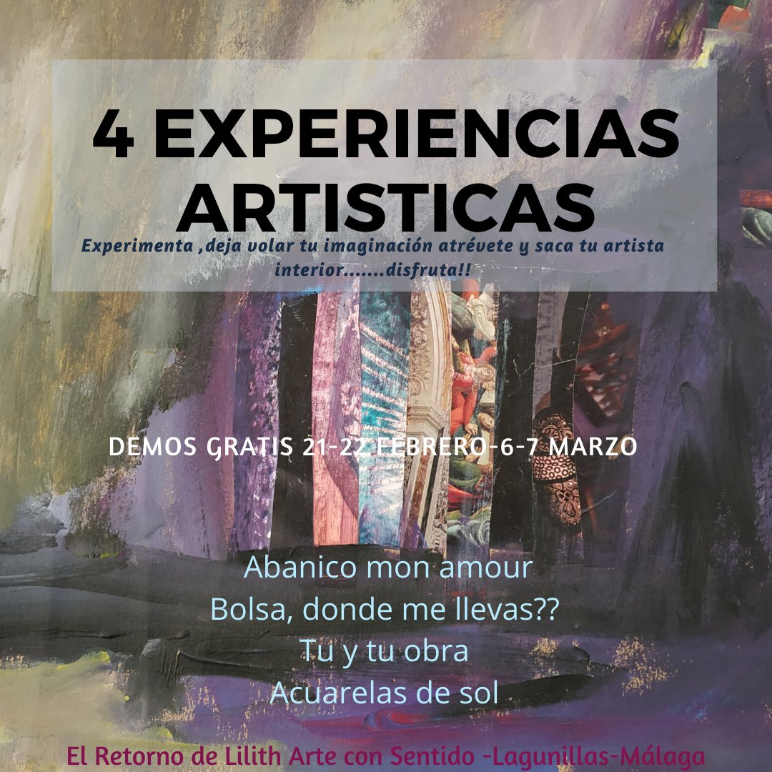 Hemos diseñado nuevas experiencias creativas!!...y …queremos proponerte que vengas a probarlas GRATIS. Durante los fines de semana del 21 al 22 de febrero y del 6 al 7 de Marzo
bit.ly/2UT5r87
Mas info: 616374920