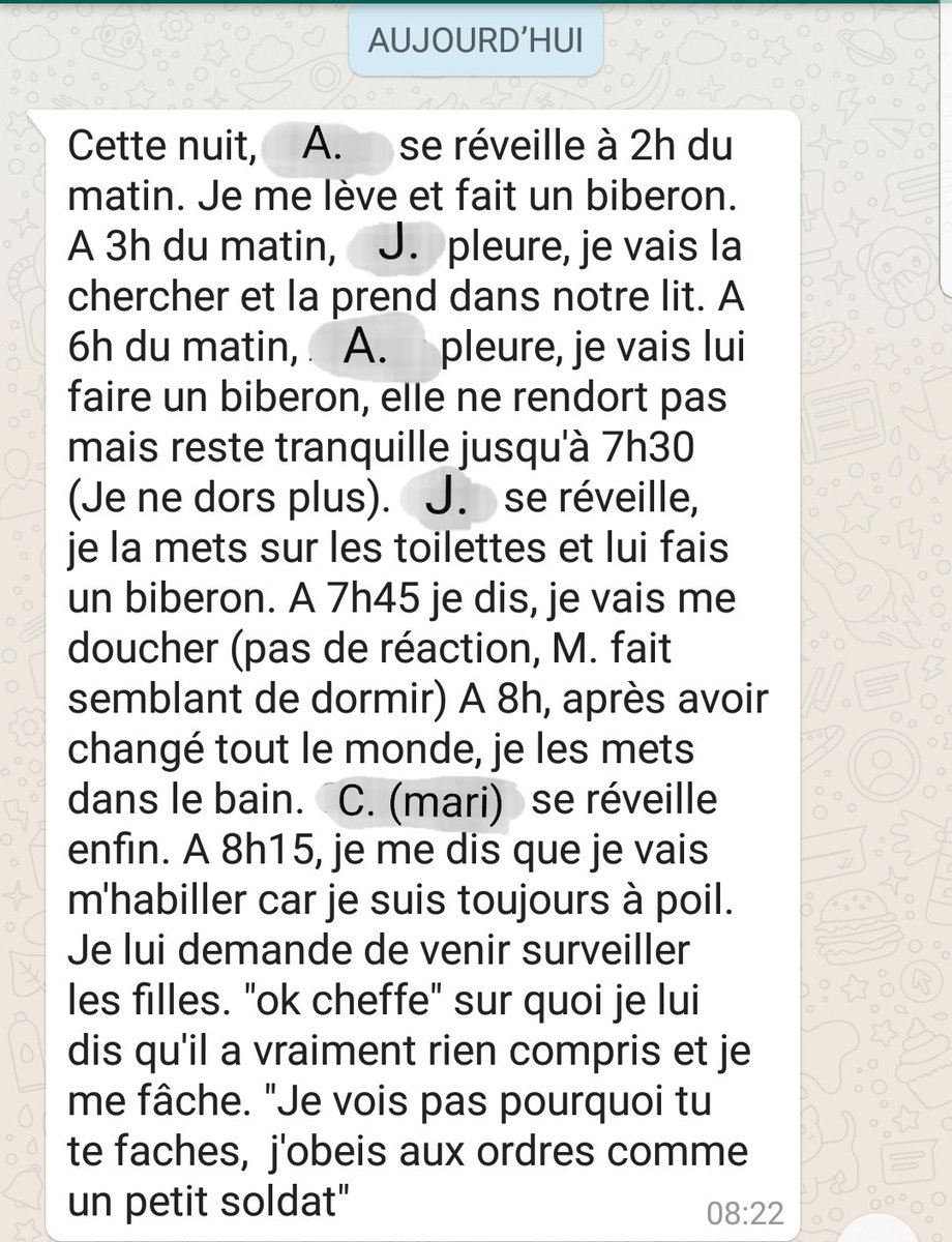 Fables_21e's tweet photo. #MenAreTrash épisode 945875371 ou pourquoi je ne veux pas de 2e enfant et que je déconseille aux femmes de faire des enfants avec un homme.

Message de ma soeur ce matin ⬇️
(suite en thread ce soir)

#ChargeÉmotionelle #ChargeMentale #TravailDeSoins https://t.co/iUSWltTwn0