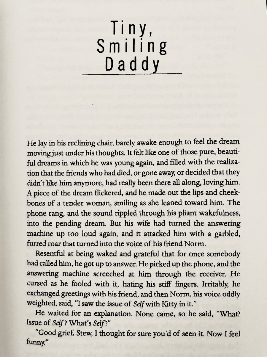 2/15/2020: "Tiny Smiling Daddy" by Mary Gaitskill, from her 1997 collection BECAUSE THEY WANTED TO. Originally published by  @3pennyreview; available online at the New York Times:  https://archive.nytimes.com/www.nytimes.com/books/first/g/gaitskil-wantedto.html