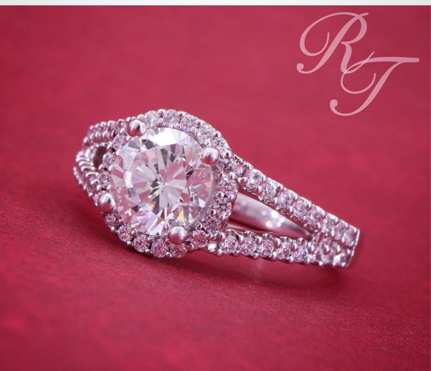 Check out this beautiful split shank halo design! We can create this to accommodate any shape center stone. #wemakeitspecial #rickterryjewelry #wewanttobeyourjeweler