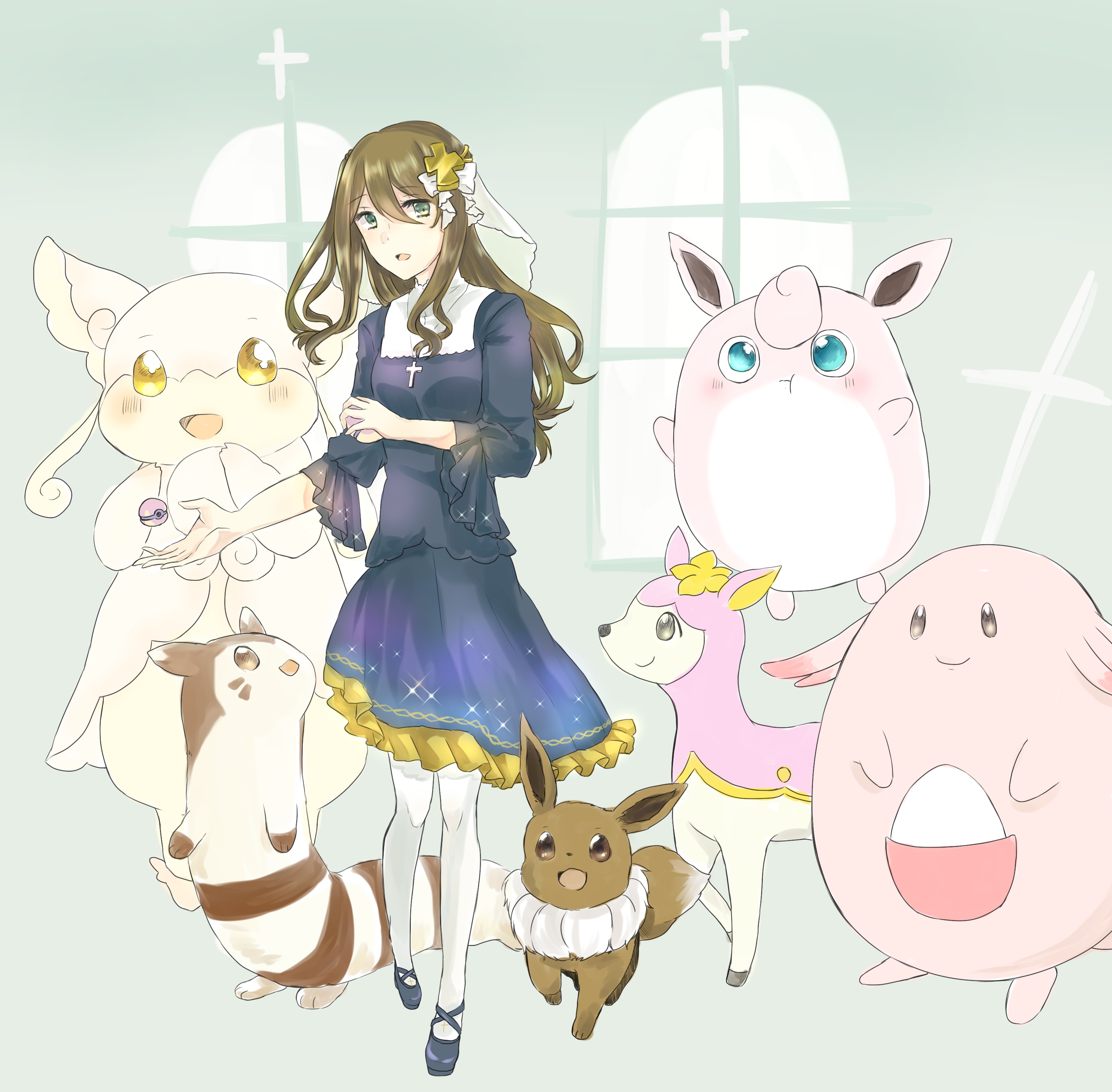 つきピン Fanbox開設中 フォロワーさんからイメージもらって自分をジムリーダー化する ノーマルタイプのポケモンを沢山貰ったのでノーマルタイプ使いのジムリーダーになりました ありふれたものを一番の異端として好むちょっと不思議な聖女様 セレナ