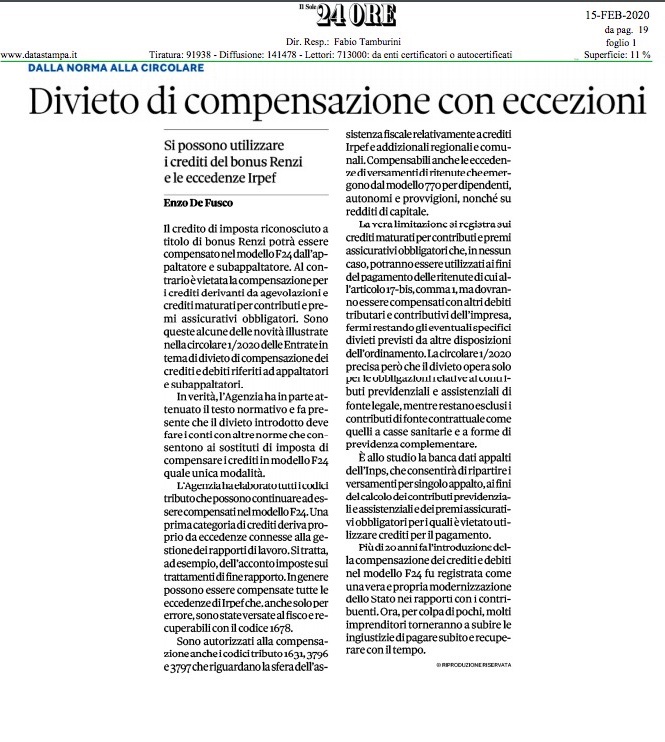 EnzoDeFusco's tweet photo. Stretta sulle compensazioni nel #modelloF24
con eccezioni per #bonusRenzi e eccedenze #IRPEF.
La norma su #appalti porta il paese a 20 anni fa quando le imprese erano costrette a pagare subito le tasse e recuperare dopo anni i propri crediti. L'analisi completa su il @sole24ore https://t.co/garptQppOI