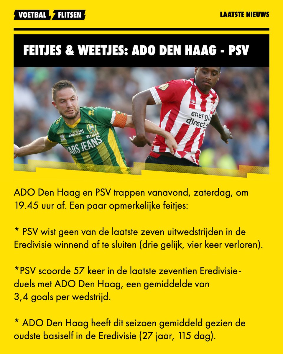 FCVideoNED's tweet photo. FEITJE VOORAF: #ADODen Haag - PSV staat altijd garant voor doelpunten, vooral van de kant van #PSV. Al wonnen de Eindhovenaren in geen van de laatste 7 uitduels in de #eredivisie #adopsv https://t.co/Vzq5i22dyL
