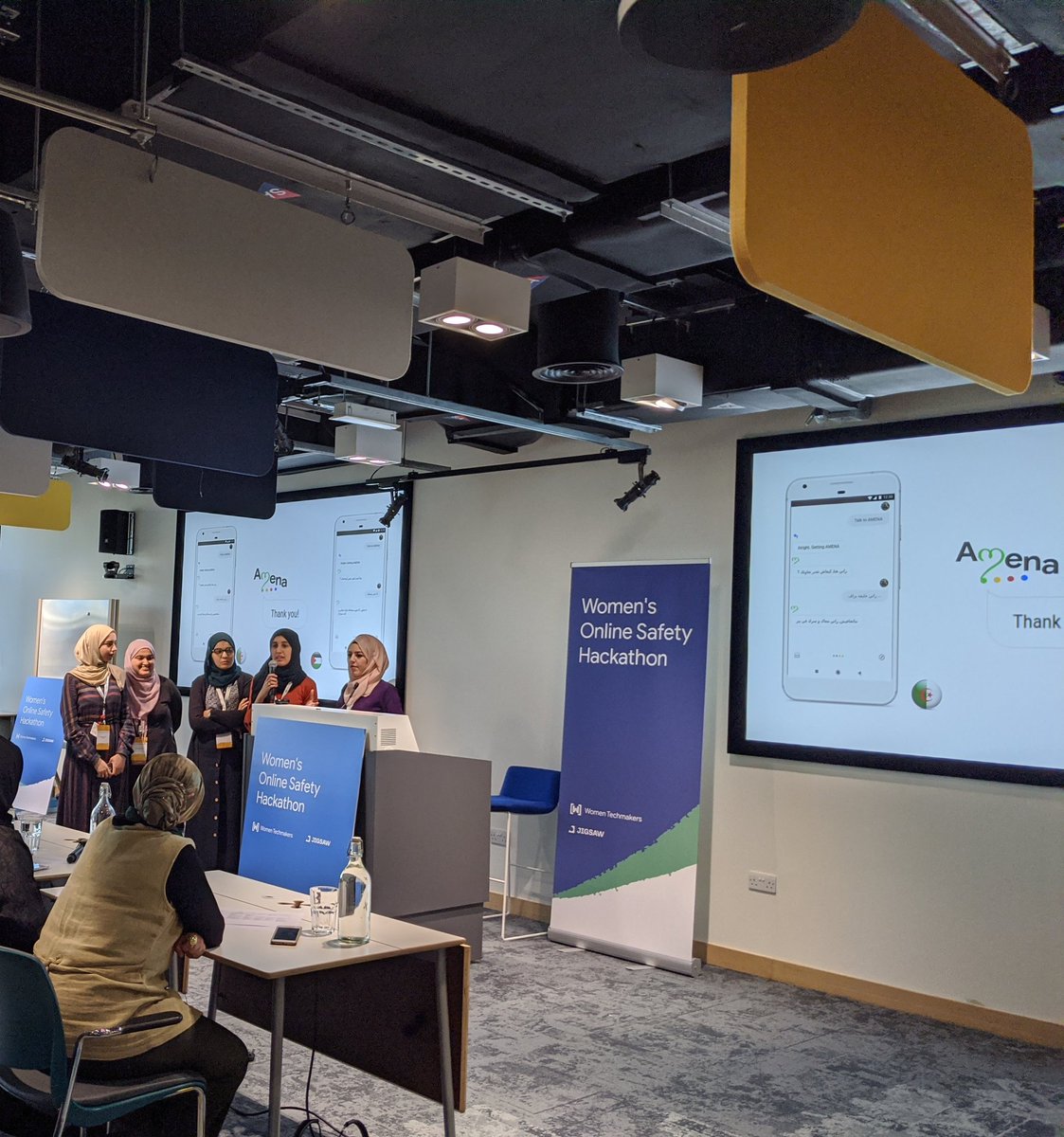 Congrats to all the <a href="/WomenTechmakers/">Women Techmakers</a> #Ambassadors participating in the first of 20+ Women's Online safety Hackathon planned in 10+ countries in March!
Thank you Team @ranabdelhamid <a href="/Omranic/">Abdelrahman Omran</a>  <a href="/lakshyas90/">Lakshya S</a>; &amp; mentors <a href="/BushraAlAhmadi/">Bushra Alahmadi</a> <a href="/DrRahali_CybPsy/">Dr. Djalila RAHALI</a> @RayanZahab #Arwa 
#WTMHackathon