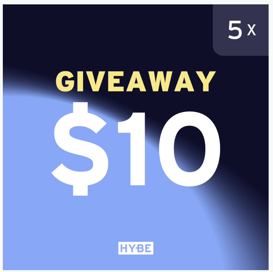 hybecom's tweet photo. 🎁$50 ($10 x 5) Flash Giveaway! 🎁

⏰ Winners picked in 5 Hours

Steps to join:
1⃣ Follow us @hybecom
2⃣ Retweet and Tag a Friend
3⃣ Visit https://t.co/OQ0kvm1e3i then reply with screenshot &amp; your Hybe username

Good luck everyone!
#giveaway #mysterybox #hybe https://t.co/rYtsrLTEYe