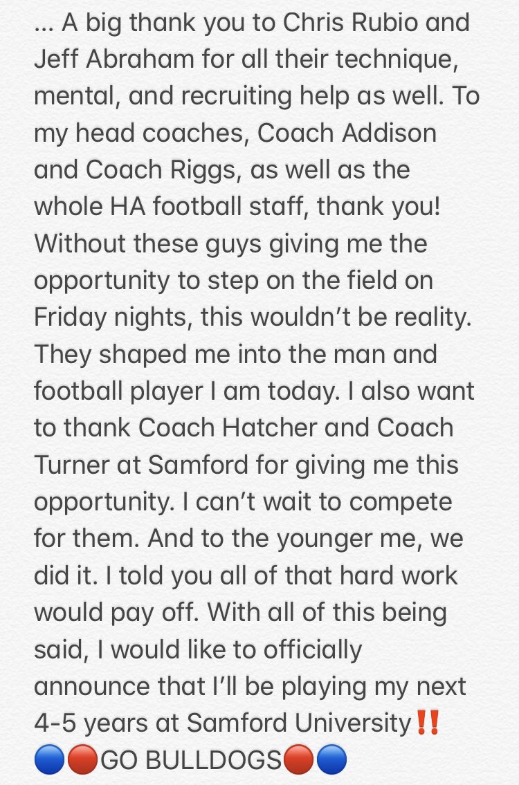 snapplefield37's tweet photo. ‼️Committed‼️

Blessed to be a part of the Samford Family 

🔴🔵GO BULLDOGS🔵🔴
#uncommoneffort #AllForSAMford 🐶🐾

@SamfordFootball @HatchAttack1 @RickyTurner19 @davidspfactory @HARaiders @HARaidersFTBL @TeamJacksonKick @TheChrisRubio @Jeffrey_RLS https://t.co/3FzlgEEdoM