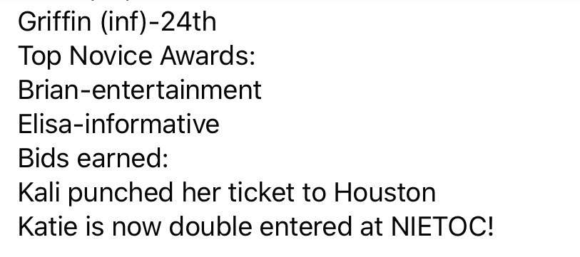 redbootsbaby's tweet photo. MHS speech made some big waves again today. Katie punched her ticket in event #2 for NIETOC, and Kali earned her second bid and a seat on the van to Nationals. #WHMH #FHTS https://t.co/alDPFi4r4s