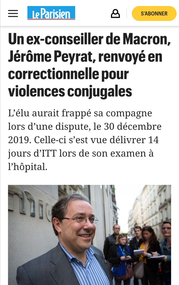 Jérôme Peyrat, ancien conseiller de Macron, renvoyé en correctionnelle pour violences conjugales.La violence, ADN du Macronistan.