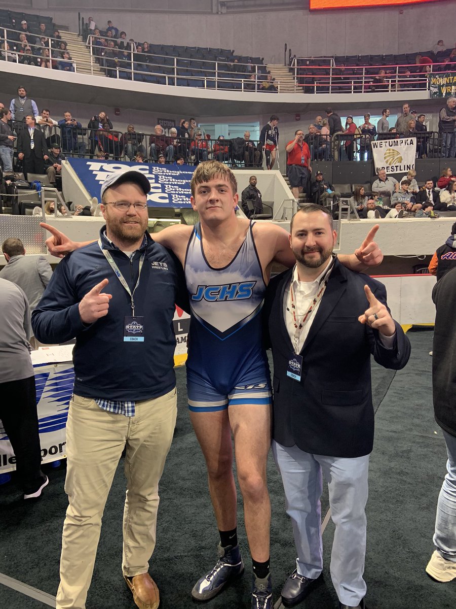 jcjetswrestling's tweet photo. Ryan Keepers is a STATE CHAMPION! He finishes first in the 220lb class! Sebastian Davis finishes 4th in state in 152lb class.@rjkeepers @jc_jets #GoJets #GreattobeaJet https://t.co/dNP3ZxU1J9