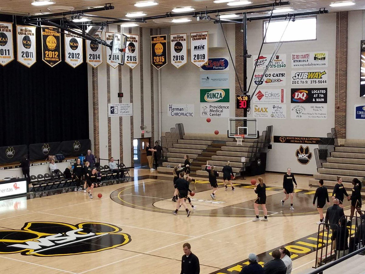 Schef56's tweet photo. It's senior day at Rice Auditorium! Wayne State College hosts Minnesota State-Mankato at 3:30/5:30 p.m. Pregame coverage will start just after 3 p.m. on Big Red Country 'KTCH' 104.9 and https://t.co/ufFl8oqFn6. #PlayforthePaw #GotCats https://t.co/nGgJsRNLIj