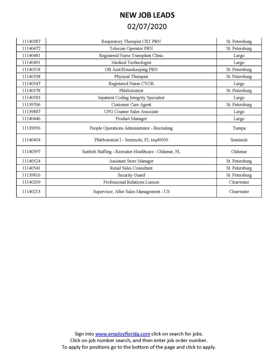 PHCSchool's tweet image. New Job Leads 02-07-2020  Find out more here:
pcsb.org/cms/lib/FL0190…