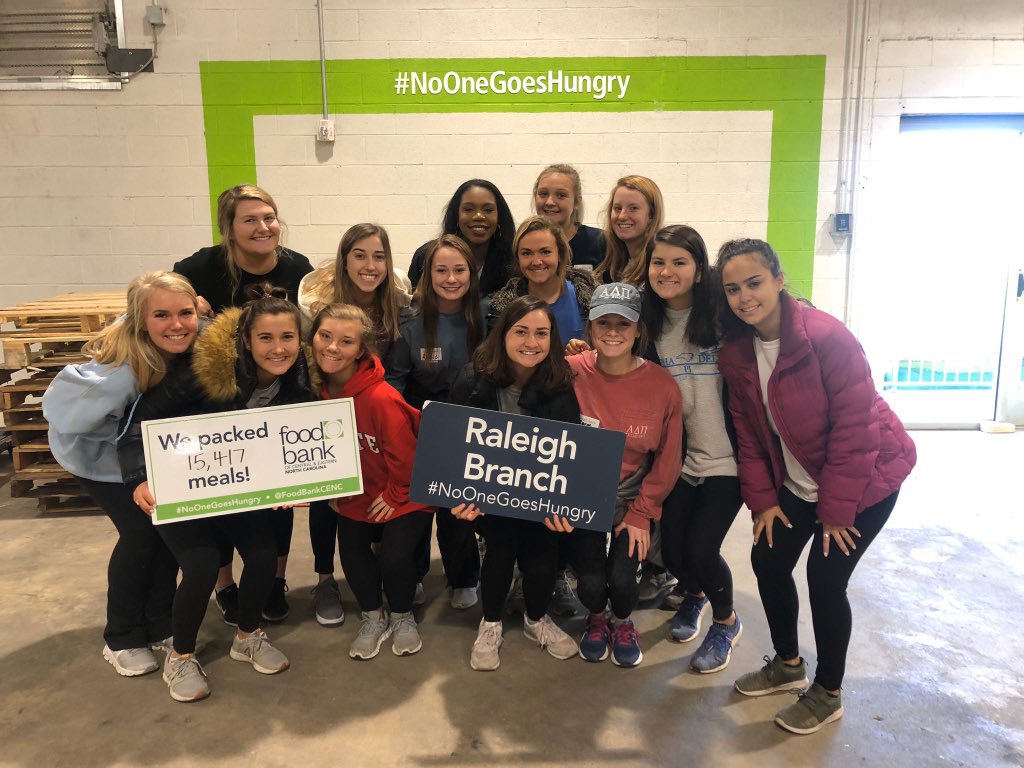 ncsu_adpi's tweet photo. such an awesome day spent volunteering at the food bank with sisters! #ncsuadpi #foodbanknc https://t.co/zBfn3crfJ6