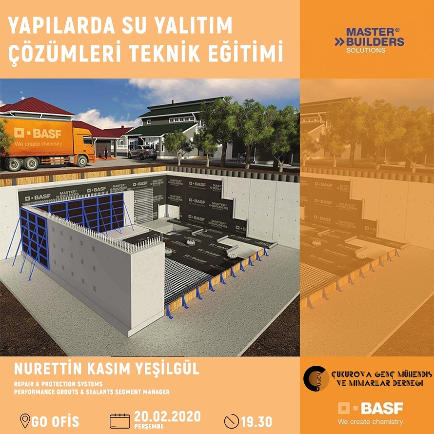 BASF ve ÇUGEMDER işbirliği ile düzenlenecek olan "Yapılarda Su Yalıtım Çözümleri Teknik Eğitimi" etkinliğine davetlisiniz.

Etkinlik bütün mühendis ve mimarlara açık olup, katılım ücretsizdir. Kayıt İçin: 0553 074 31 04