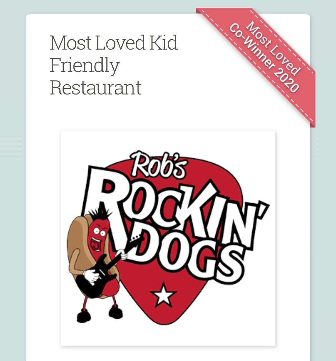 RobsRockinDogs's tweet photo. Hulafrog North Shore, LA has voted us one of the Most Loved Kid Friendly Restaurants on the Northshore! Thank you for your support. We love our St. Tammany community ❤🤘🌭 https://t.co/VdvHLWL8JJ