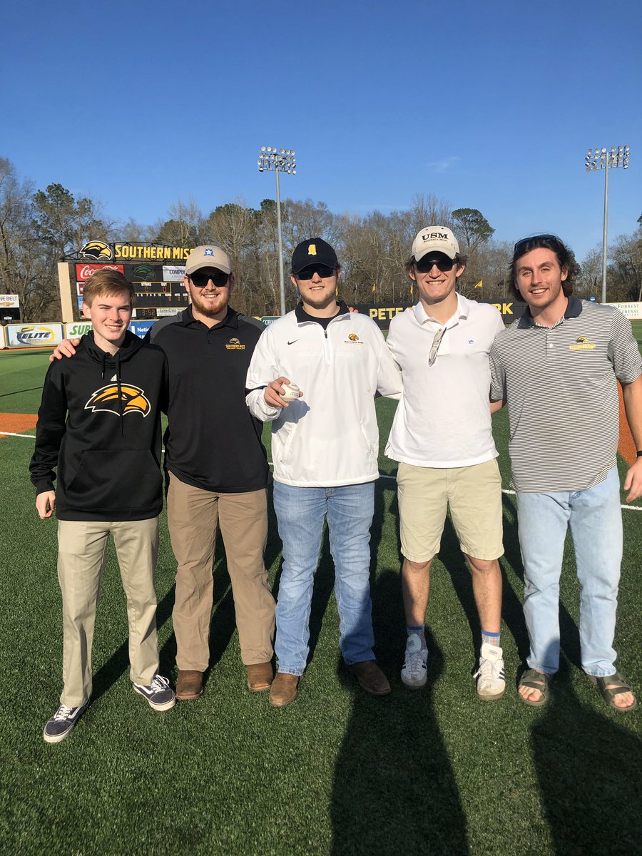 It’s a great day for some baseball. A few of our brothers got recognized at this afternoon’s baseball game with Sam Sumrall throwing the first pitch!