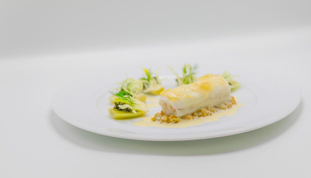 Dover Sole “Ballotine” with Lemon marmalade, Fennel, einkorn berries, Ossetra Caviar, “Sauce Catherine de Médicis”. <a href="/EddyEleroux/">Eddy Leroux</a> <a href="/DanielBoulud/">Daniel Boulud</a> <a href="/DanielNY/">DANIEL</a> <a href="/BrowneTradingCo/">Browne Trading Co.</a>
