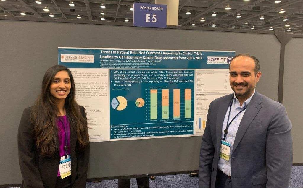 hsafaMD's tweet photo. Another great collab w/ Dr. @JadChahoud from @MoffittNews and Dr. Monica Tamil from @UTHealth who presented our findings @ASCO #GU20 highlighting the need to standardize PRO reporting in GU #cancer drug approvals. Looking forward to seeing the manuscript! Been a real pleasure. https://t.co/Vqi9WUCMXX