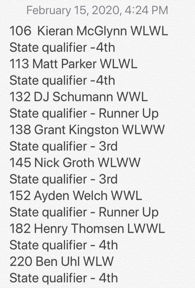 ROrtmeier's tweet photo. Congrats to Coach Bressler and the Storm Wrestlers today at District Wrestling! Qualified 8 for the State Tournament next weekend!  #rollstorm @ESStormWresting https://t.co/jFRPELs7ji