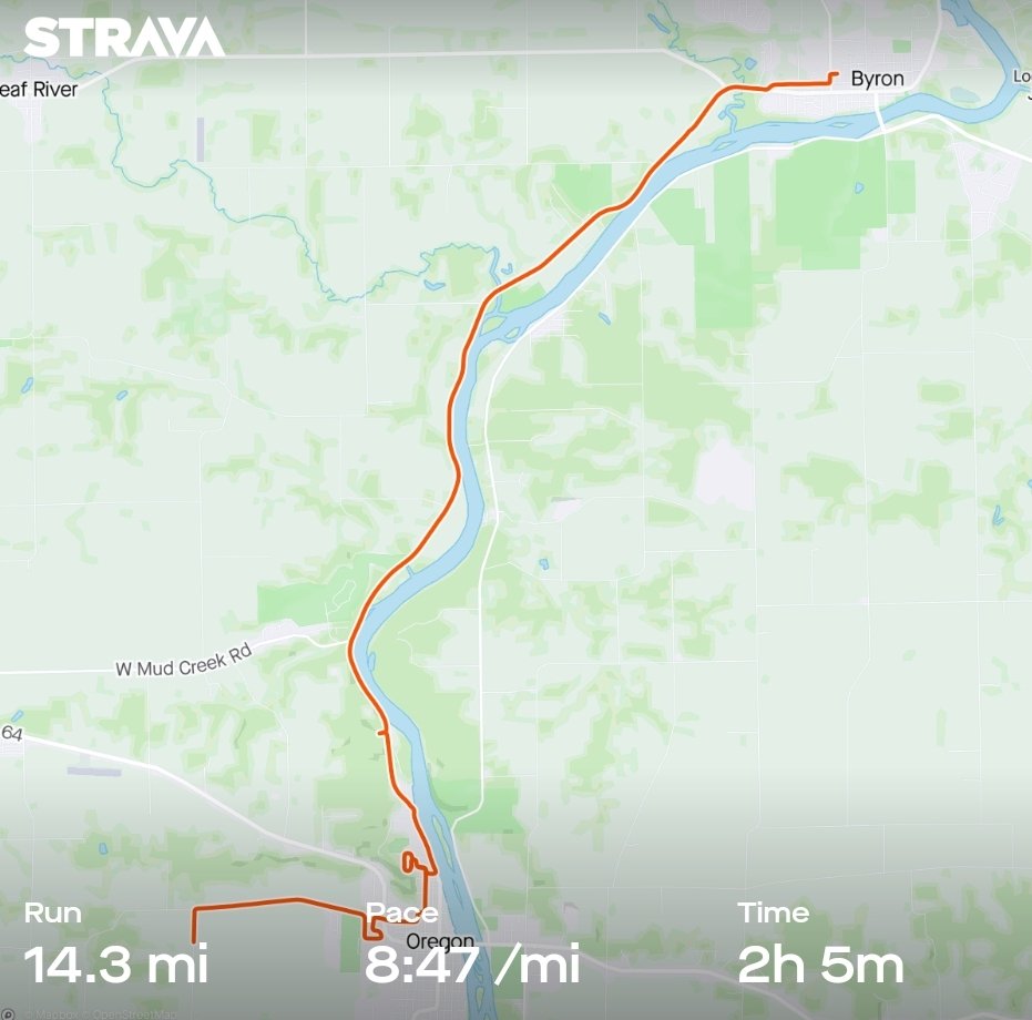 chrisremhof's tweet photo. Long run w/ @smilyremhof from Oregon to Byron. Had @remmy1616 drop us off. Terry kicked butt, I was on struggle bus from flu a few days ago.
#UltraRunningTeam #trailrunning #running #trails #ultrarunning #ultramarathontraining #TrailAndUltra #Run #OCRunningCrew #OrneryMuleRacing https://t.co/7NGxqnYMVQ