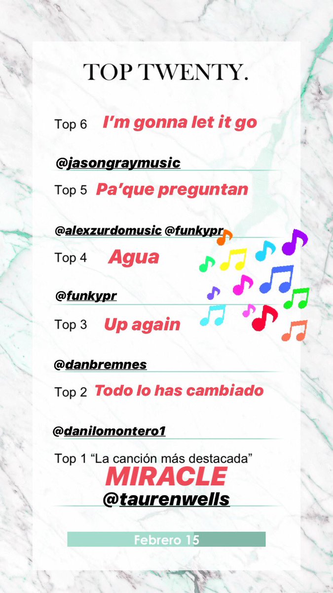 G12Radio's tweet image. Estos 6 temas son los más importantes de la semana en el #TopTwenty 📱📻 Invitados a conectarse el próximo sábado desde las 10 am con @ruth12berrios y @Fabilocutora