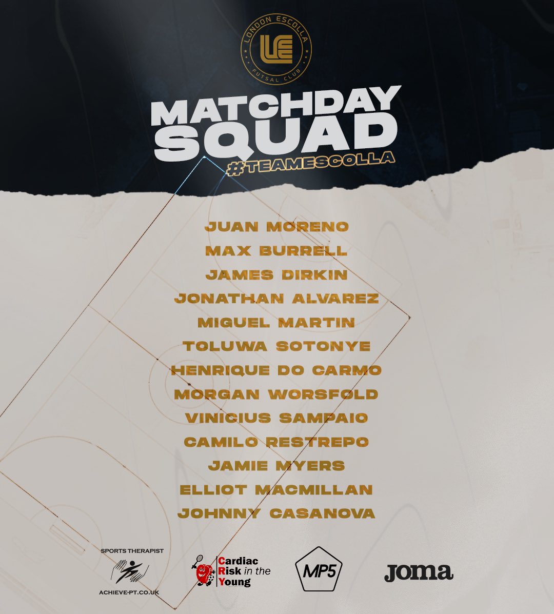 EscollaFutsal's tweet photo. FA CUP | Squad announced for the first round of the FA FUTSAL Cup against Sussex Futsal at Essex University Sport Centre - 12:15 KO #teamescolla 

https://t.co/9FpZrGn9sD https://t.co/qXfN069kGf