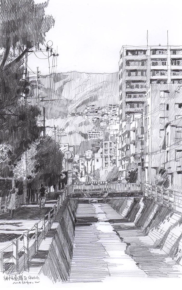 鉛筆画『風景009』 水の色 on X: 