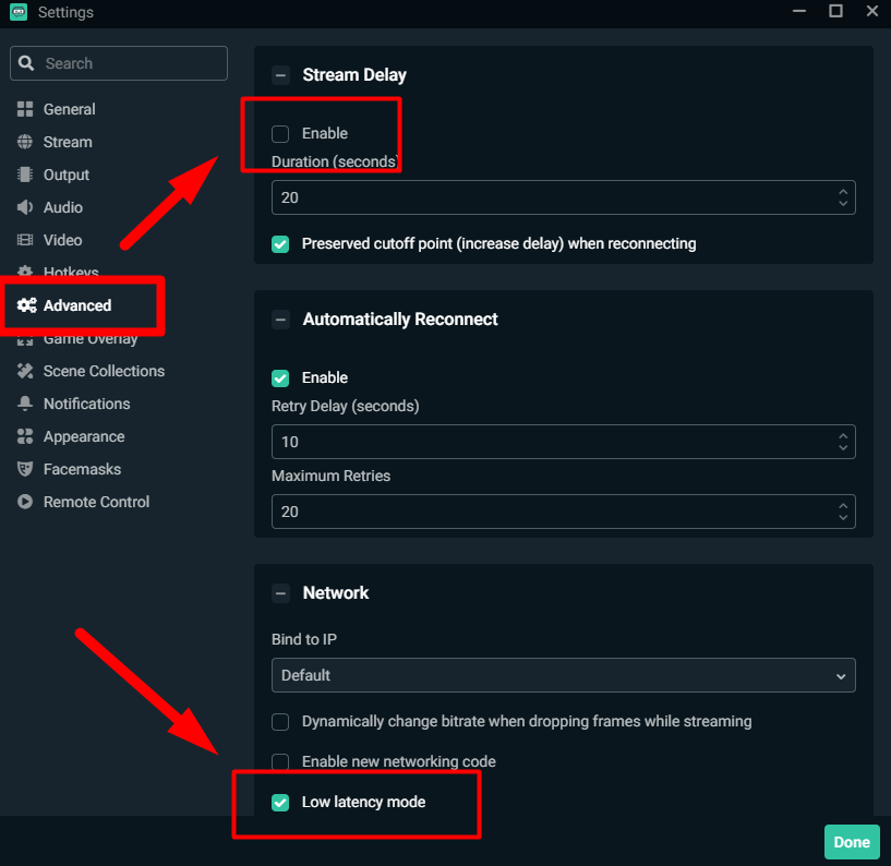 Streamlabs Auf Twitter Hey There Please Check That You Don T Have Stream Delay Enabled You Can Also Try Enabling Low Latency Mode Both Of These Can Be Found In Settings Advanced