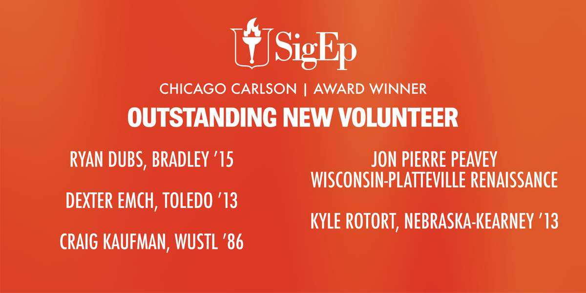 officialsigep's tweet photo. These volunteers have given tirelessly to SigEp and for that we thank them! Congratulations to these #SigEpCarlson volunteer award winners! https://t.co/mutZ6dBRza
