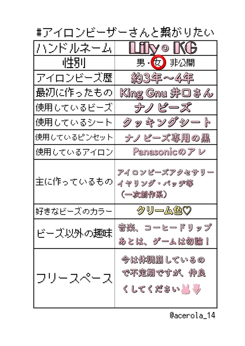 Lily Kg Pixelartist 初個展9 17 9 23デザフェスギャラリー 私も是非 この波に乗りたいので参加 体調崩しているので ハイパー亀作業報告ですが 一次創作系ナノビーズアクセサリー屋やってます どうか仲良くしてください アイロン