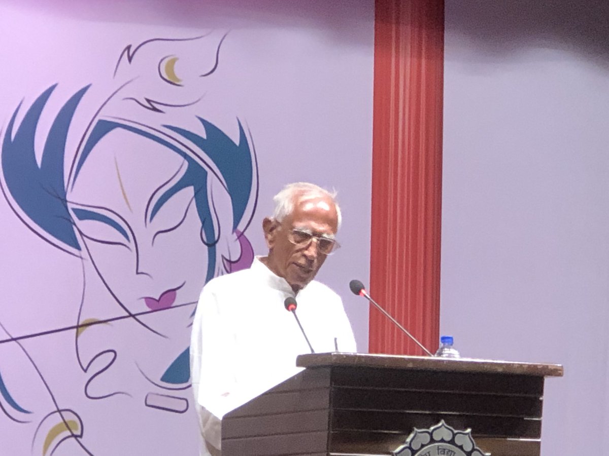 Listening to talk on Sri Krishna by Nagindas Sanghavi , age 101, spoke for 1 hour standing and with clear and spirited speech. Venue Bhavans , program Sahitya Kala Sampada