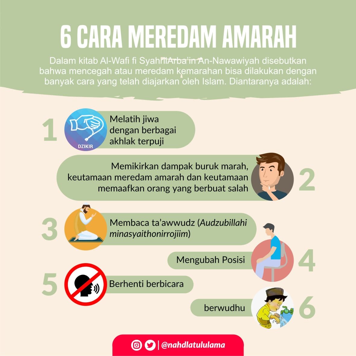 Nahdlatul Ulama No Twitter Infografis Assalamualaikum Bagi Yang Emosinya Tidak Stabil Mudah Marah Dan Sering Esmosi Nih Lakukan Lima Perkara Ini Dengan Sungguh Sungguh Insyaallah Emosi Dan Amarah Bisa Terjaga Amin Https T Co Xo5b6sxyjj
