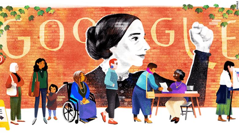 Wikipatia's tweet photo. 2/15/1820 - 2/15/2020 | Today's Google Doodle Honors the 200th Birthday of Early Principal American Suffrage Leader Susan B. Anthony https://t.co/aPLJjQxa00 #womenshistory #SuffrageCentennial #FailureIsImpossible https://t.co/YbtAubLyAq
