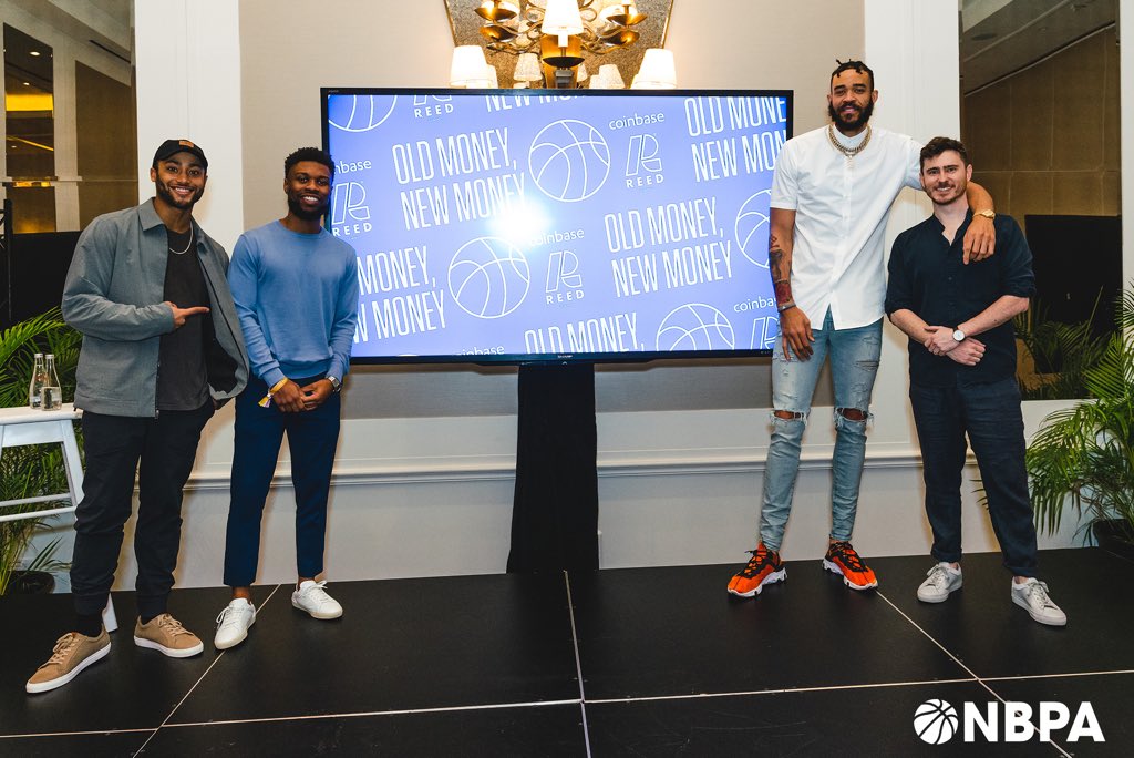 TheNBPA's tweet photo. Old Money, New Money.
Connecting the dots to the future, a panel featuring @JaValeMcGee, Dee Goens and Jacob Horne of @Coinbase, and @Kez_Reed of Reed Company, share their hustle in the world of cryptocurrency and how to think ahead. #OneCourt https://t.co/dptuaXhw8L