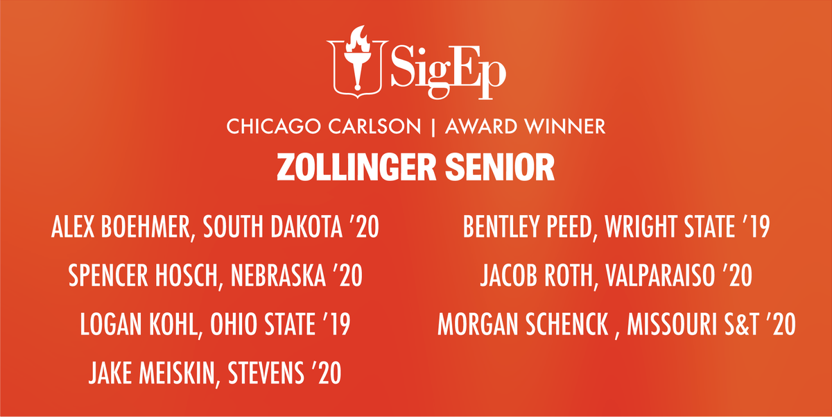officialsigep's tweet photo. Congratulations to our Tragos Quest to Greece 2020 Scholars and Zollinger Seniors! #SigEpCarlson https://t.co/FeW9LbV1n4
