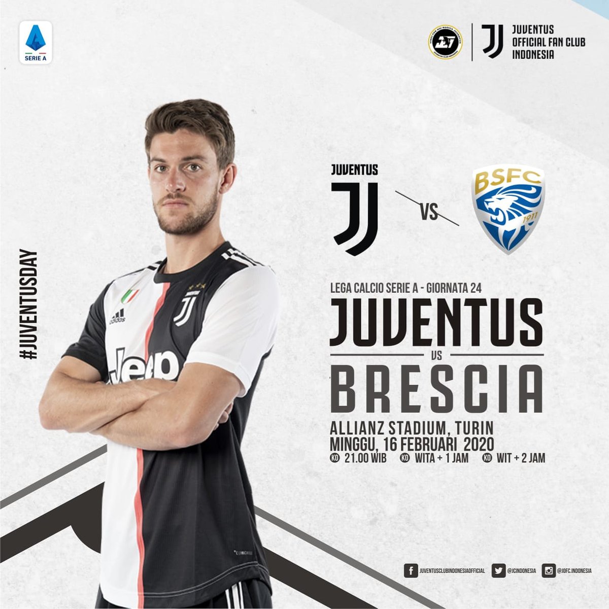 LEGA SERIE A - GIORNATA 24

JUVENTUS vs BRESCIA
Minggu, 16 Februari 2020
Pukul 21:00 WIB
Live Beins 2

Selengkapnya baca disini: instagram.com/p/B8nIzbIl30n/…
