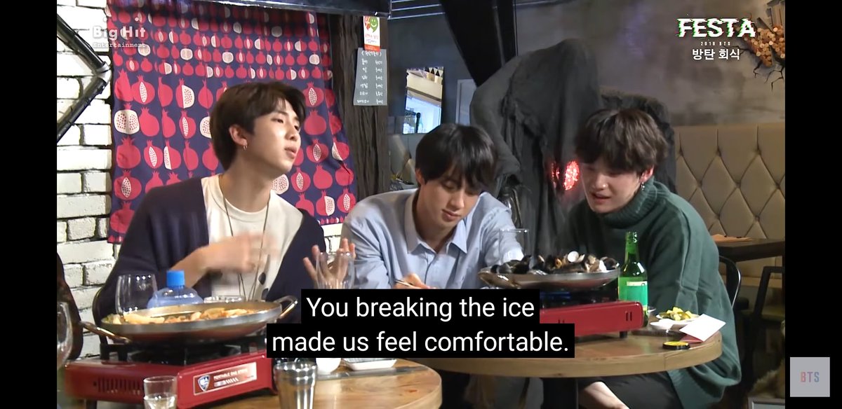 But even with all this physical affection and energy that he brings, he's actually rather introverted. But Jin forces himself out of his shell when they're on shows/interviews because he can sense when the others are nervous, so he does it to break the ice.