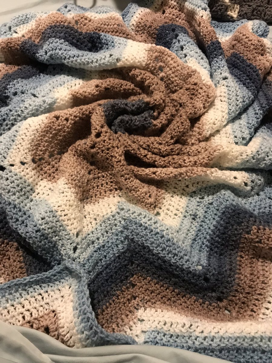 ImAddicted2Yarn's tweet photo. How about a Round Ripple baby blanket in blues, brows, and white? #Yarn #Crochet #Hooker #Blue #Mandala #Skein https://t.co/fp4BzvG4uY