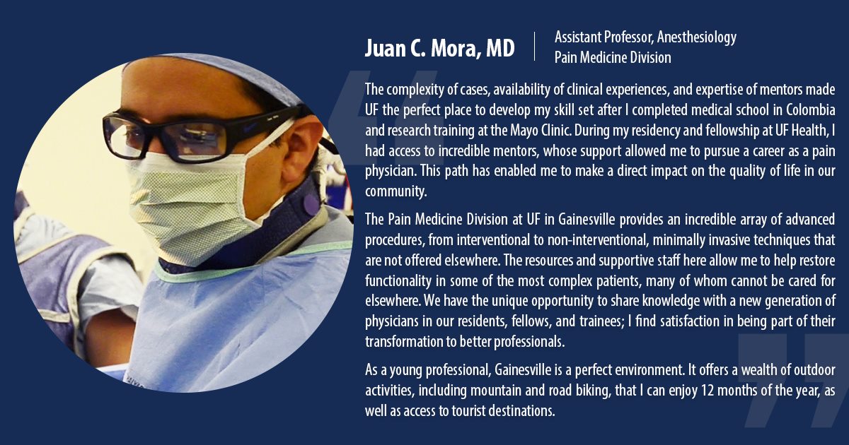 juanmoramd's tweet photo. Honored to provide a testimonial for my institution, University of Florida #painmanagement #painmedicine https://t.co/xsZgUXgSWZ