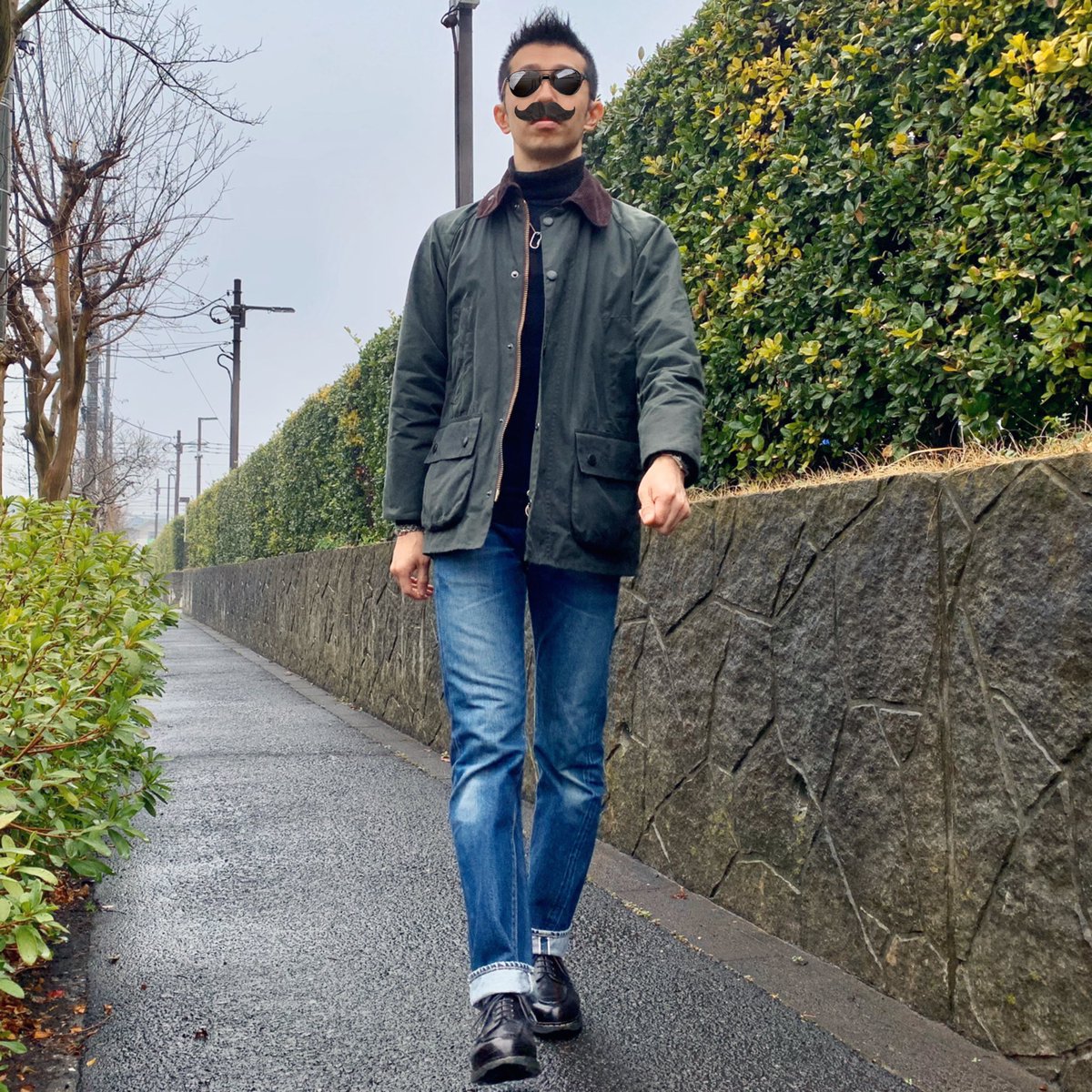 Yossiy No Twitter パラブーツ シャンボード 小雨でも気にせず履ける頼もしい奴です デニムは リゾルト Johnsmedley のニットに Barbour Bedale を合わせて鉄板コーデ 夕飯の餃子仕込んでからジムってきます T Co Kg8bfbrkzz Twitter