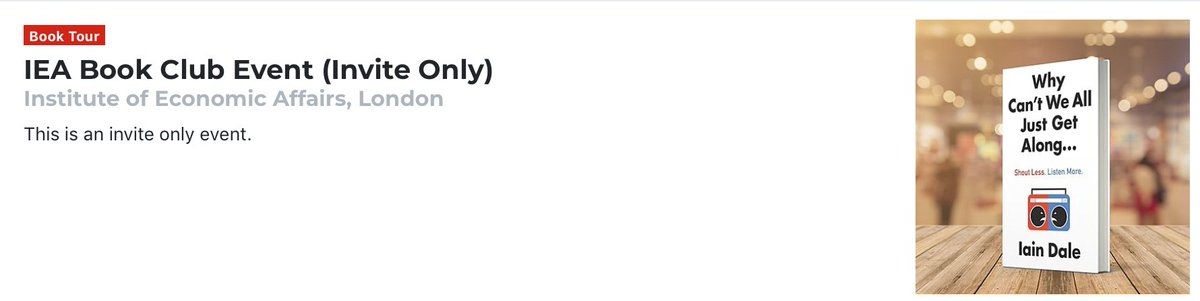 Rebartic's tweet image. Oh Dear

Iain Dale's promotional tour for his new book takes in the IEA, invitation only.

I'm guessing O'Brien won't be on the list.

#ODALE
#OBINGO