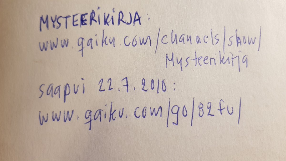 jarmolahti's tweet photo. @Nettimuori @hponka @kittikatti @lindstorm @JaanaHuhta Oman #mysteerikirja:ni etusivun dokumentointi kertoo, että se saapui 22.7.2010 (linkit eivät enää toimi...). Sen ensikäynti oli #taskulounas jo 23.7., muita mm. #Qelluntai Lepaalla, Tuulio-miitti DQ-miitti ja Friendtrepreneur-miitti https://t.co/VlYYSN4qgm
