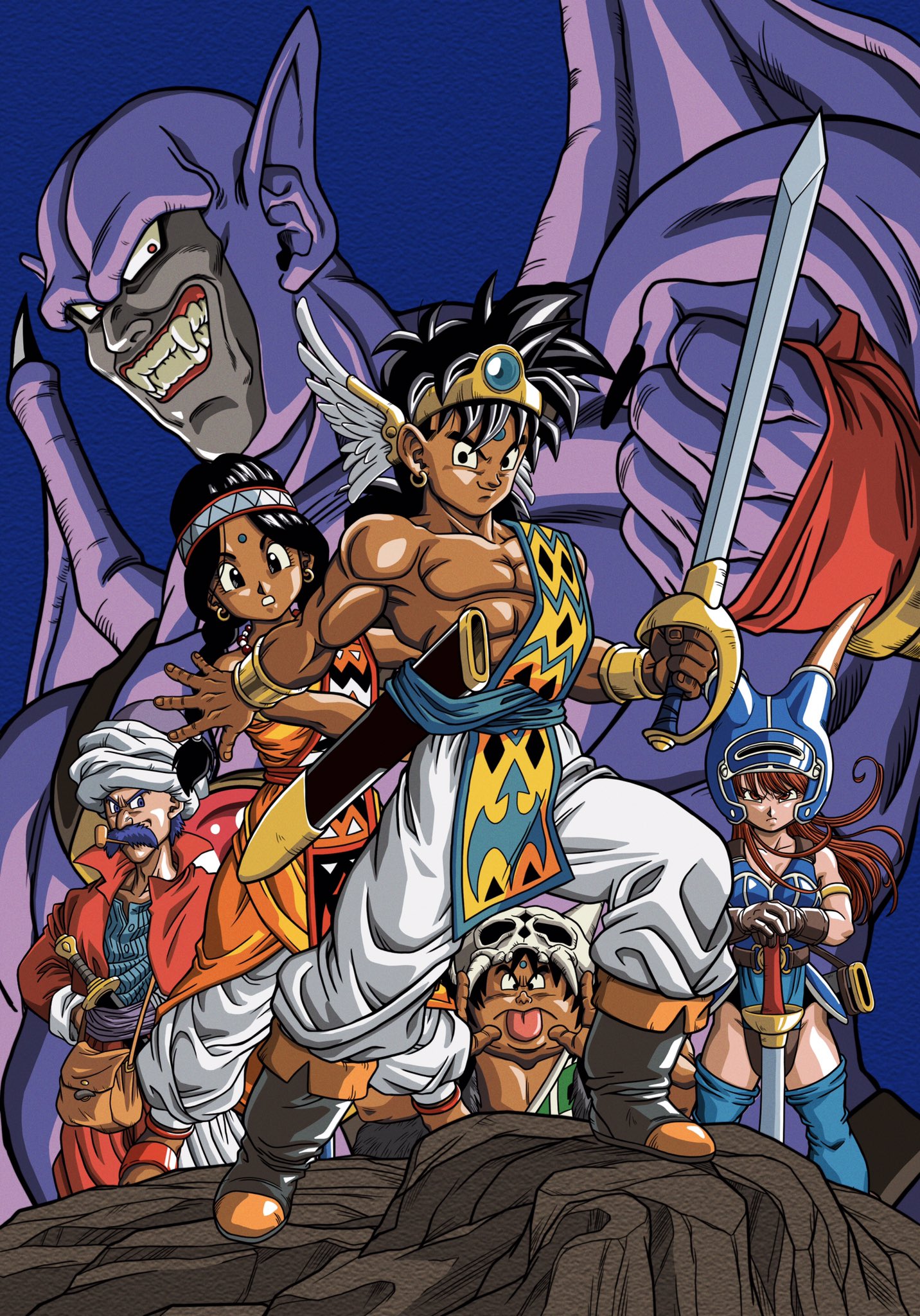 Opapa246 今更ながらswitch版ドラゴンクエスト11を買ったのでドラクエイラスト描いてみた 11買ったのに何故かアベル伝説を描く 笑 元絵にした鳥山先生の30年前のイラストと同一構図ですが 90年代後半頃に東映でアニメ化してたら というコンセプトで描い