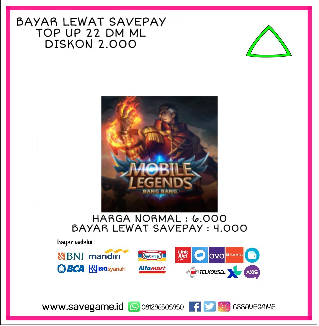 cssavegame's tweet photo. UHUYYY
TOP UP 22 DM ML
BAYAR LEWAT SAVEPAY
DISKON 2.000

▶️ https://t.co/v2Wj06WL3o

#ML #MingguRebahan #TopupML #TopupDMML #DMML #Gamers #MingguSantuy #mingguambyar #MobileLegends #Diskon https://t.co/glR6reIXjU