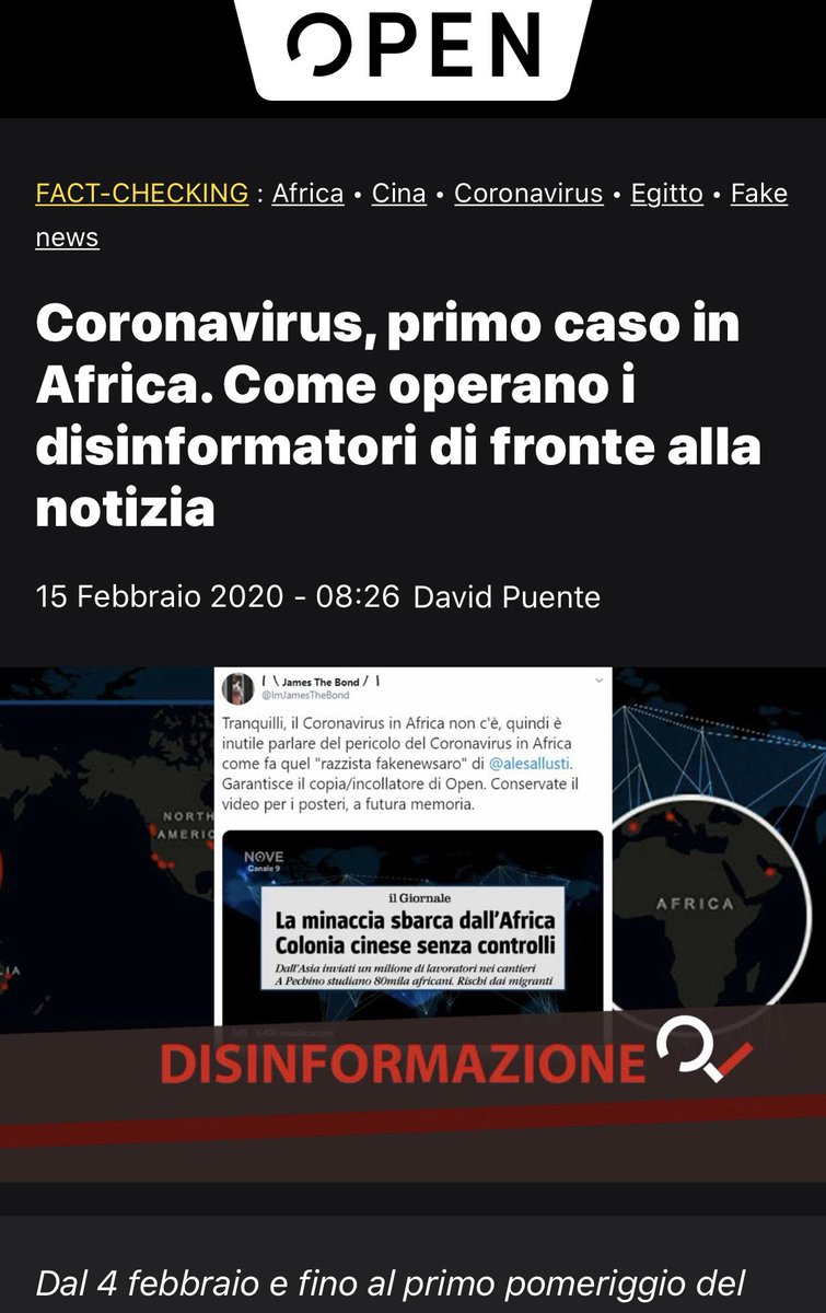 francescatotolo's tweet photo. Il permaloso @DavidPuente, durante la puntata di “Fake” trasmessa da @nove, non aveva minimamente fatto riferimento all’emergenza lanciata da ricercatori africani, di cui avevamo già parlato su @IlPrimatoN il 10 febbraio.
Quindi la disinformazione è stata fatta da Puente. https://t.co/I8DGQxQIa0