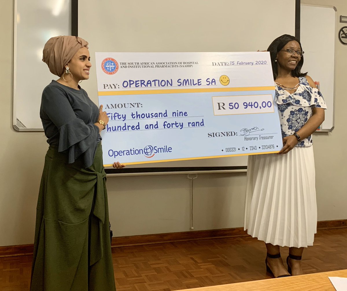 SAAHIP_Official's tweet photo. Saahip handing over cheque to OperationSmile, our bid to help improve the life of a little one!!! At #saahipconference2020 we will be pledging again for this good cause! Join in and #makeasmile come true! 

#operationsmile @operationsmile https://t.co/jSIRbrdIZr